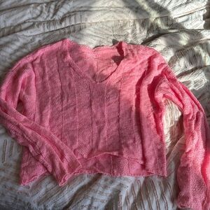 Lightweight V-Neck Pink Women's Sweater